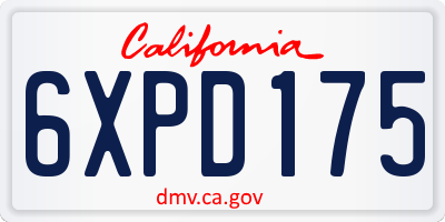 CA license plate 6XPD175