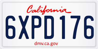 CA license plate 6XPD176