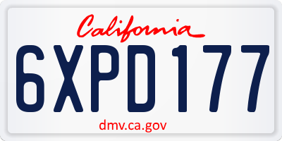 CA license plate 6XPD177