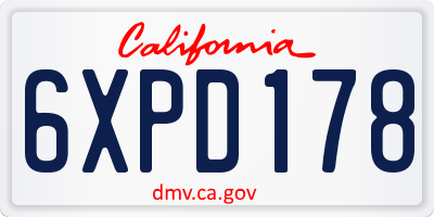 CA license plate 6XPD178