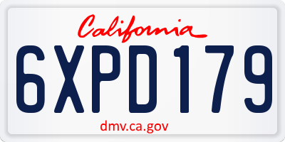 CA license plate 6XPD179