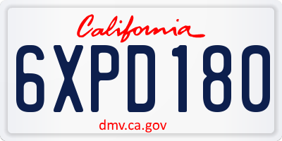 CA license plate 6XPD180