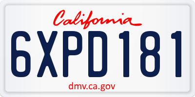 CA license plate 6XPD181