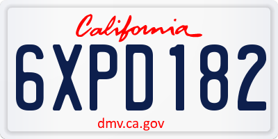 CA license plate 6XPD182