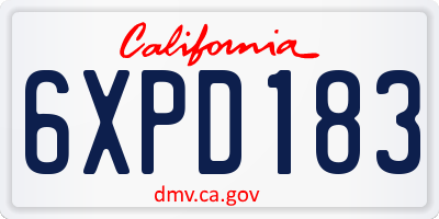 CA license plate 6XPD183