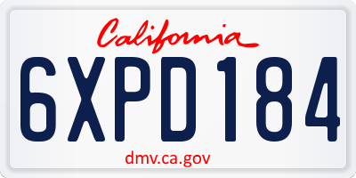 CA license plate 6XPD184