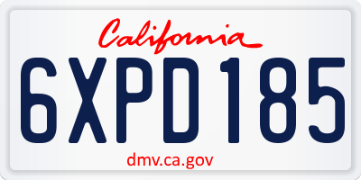 CA license plate 6XPD185