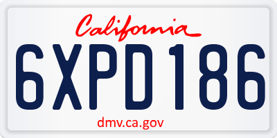 CA license plate 6XPD186