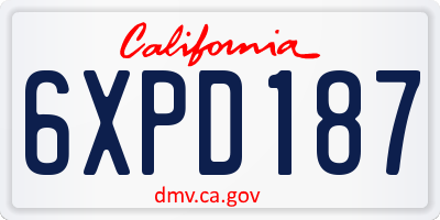 CA license plate 6XPD187
