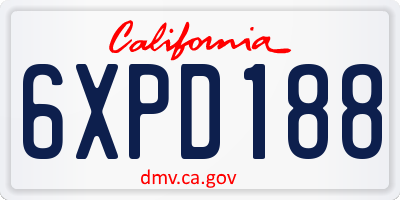 CA license plate 6XPD188
