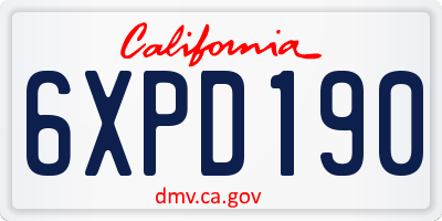 CA license plate 6XPD190