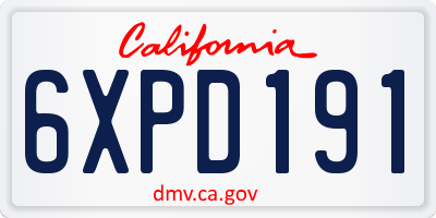 CA license plate 6XPD191