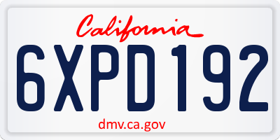CA license plate 6XPD192