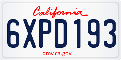 CA license plate 6XPD193