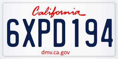 CA license plate 6XPD194
