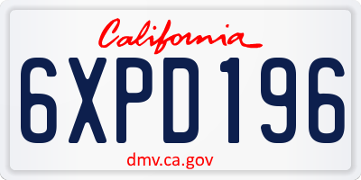 CA license plate 6XPD196