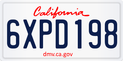 CA license plate 6XPD198