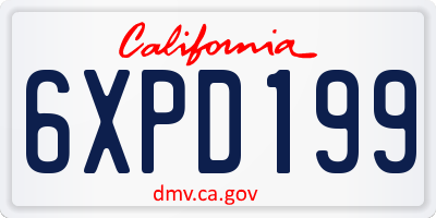 CA license plate 6XPD199