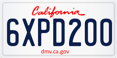 CA license plate 6XPD200