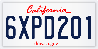 CA license plate 6XPD201