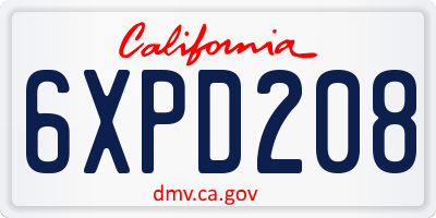 CA license plate 6XPD208
