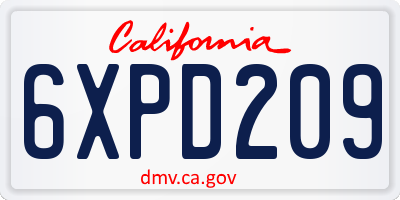 CA license plate 6XPD209