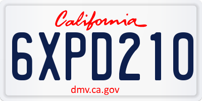 CA license plate 6XPD210