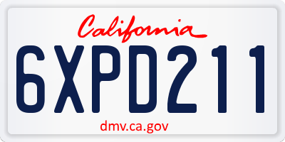 CA license plate 6XPD211