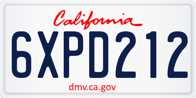 CA license plate 6XPD212