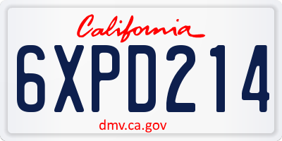 CA license plate 6XPD214