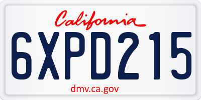 CA license plate 6XPD215