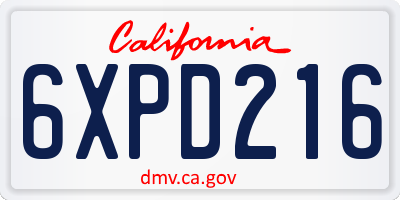 CA license plate 6XPD216