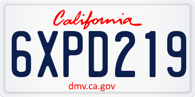 CA license plate 6XPD219
