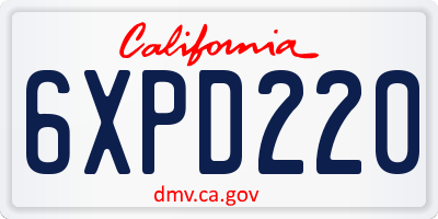CA license plate 6XPD220