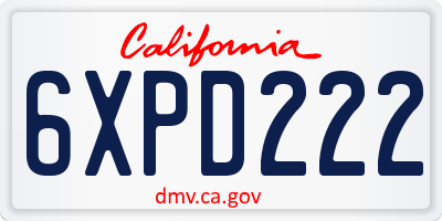 CA license plate 6XPD222