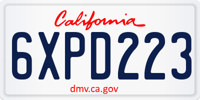 CA license plate 6XPD223