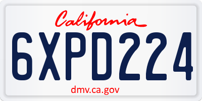CA license plate 6XPD224