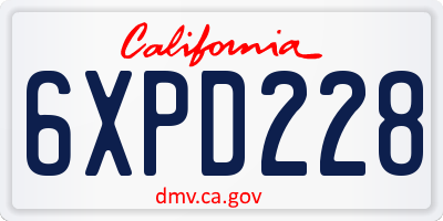 CA license plate 6XPD228