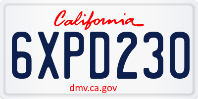 CA license plate 6XPD230