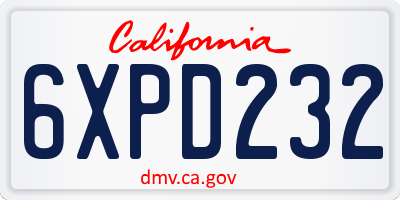 CA license plate 6XPD232