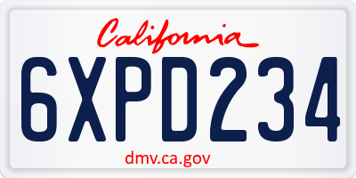 CA license plate 6XPD234