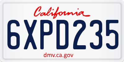 CA license plate 6XPD235