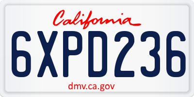 CA license plate 6XPD236