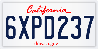 CA license plate 6XPD237