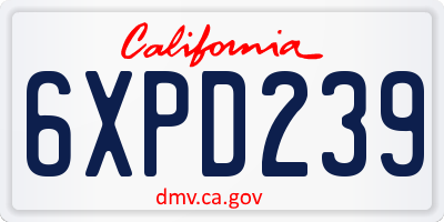 CA license plate 6XPD239