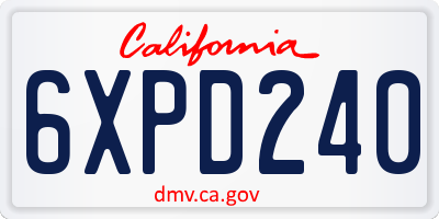 CA license plate 6XPD240