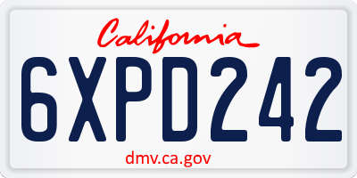 CA license plate 6XPD242