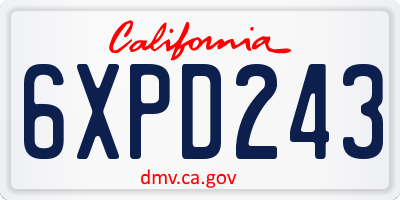 CA license plate 6XPD243
