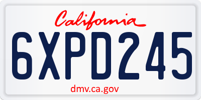 CA license plate 6XPD245