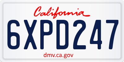 CA license plate 6XPD247